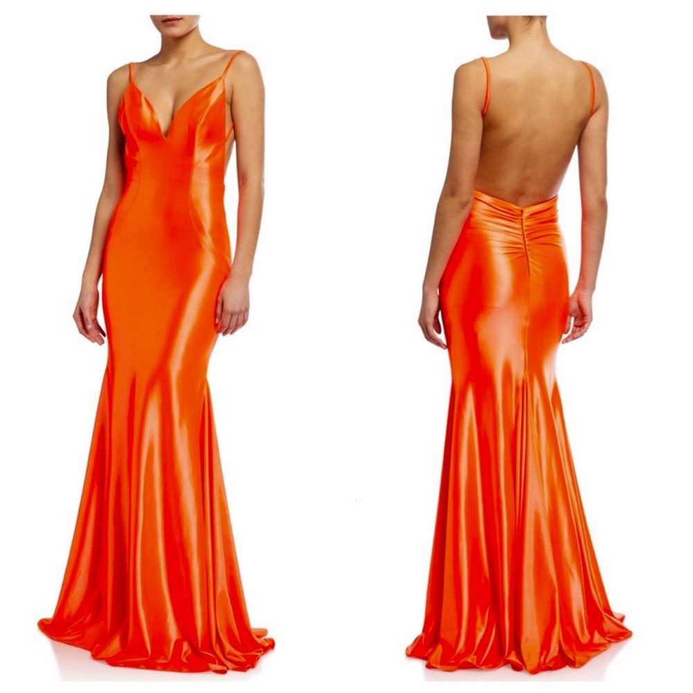 Jovani Fluid Slip Gown with Shirred Back Detail